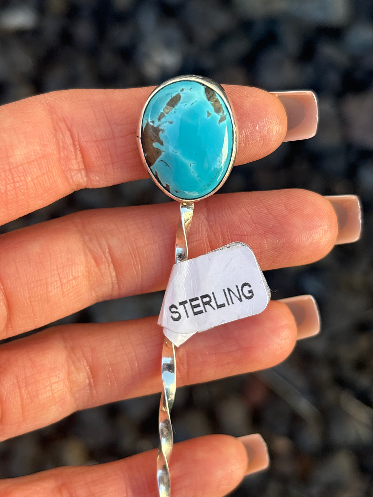 Native American, Hand-Made, Turquoise & Sterling Silver Hat Pin