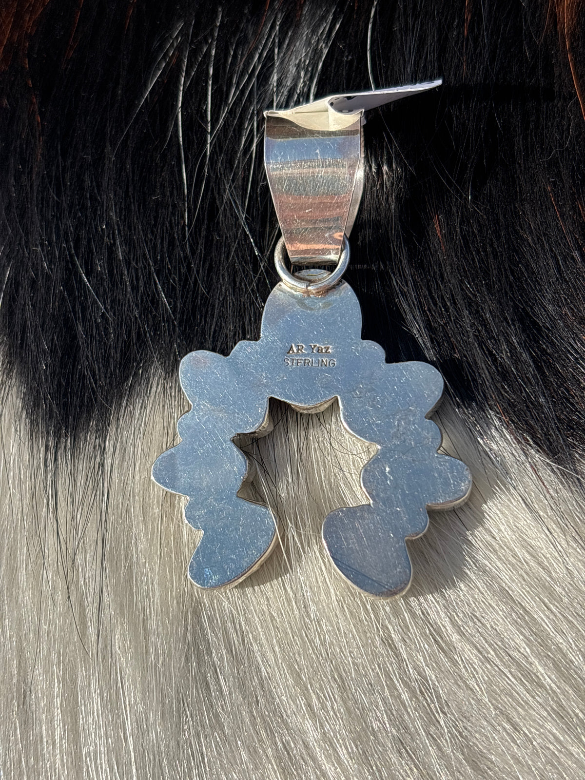 Native American, Hand-Made, Royston Turquoise & Sterling Silver Naja Pendant