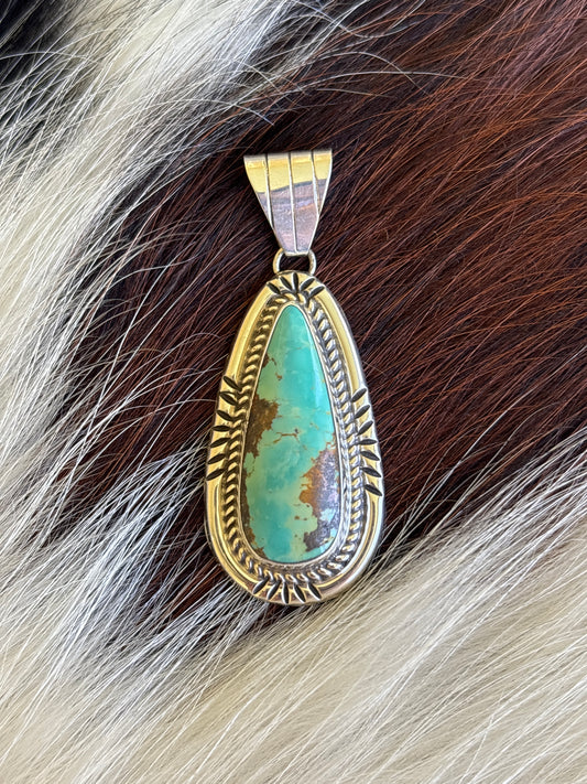 Native American, Hand-Made, Turquoise & Sterling Silver Pendant