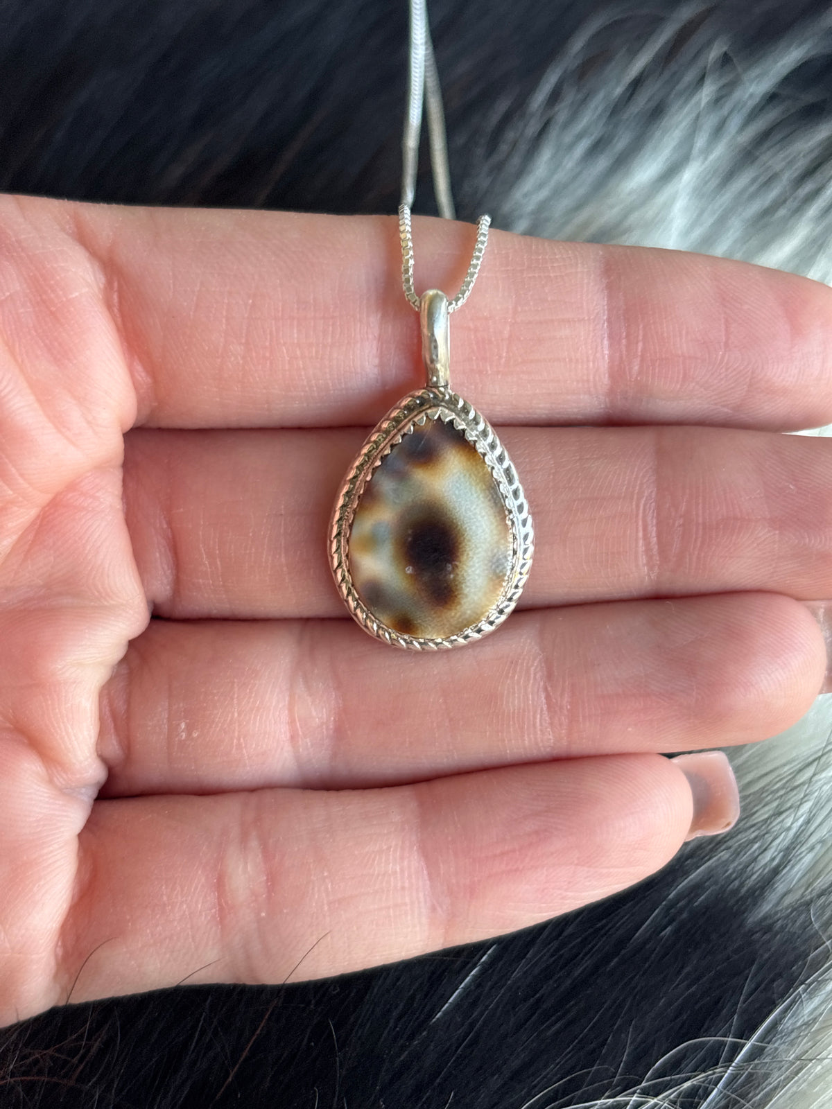 Native American, Hand-Made, Cowrie & Sterling Silver Necklace #1