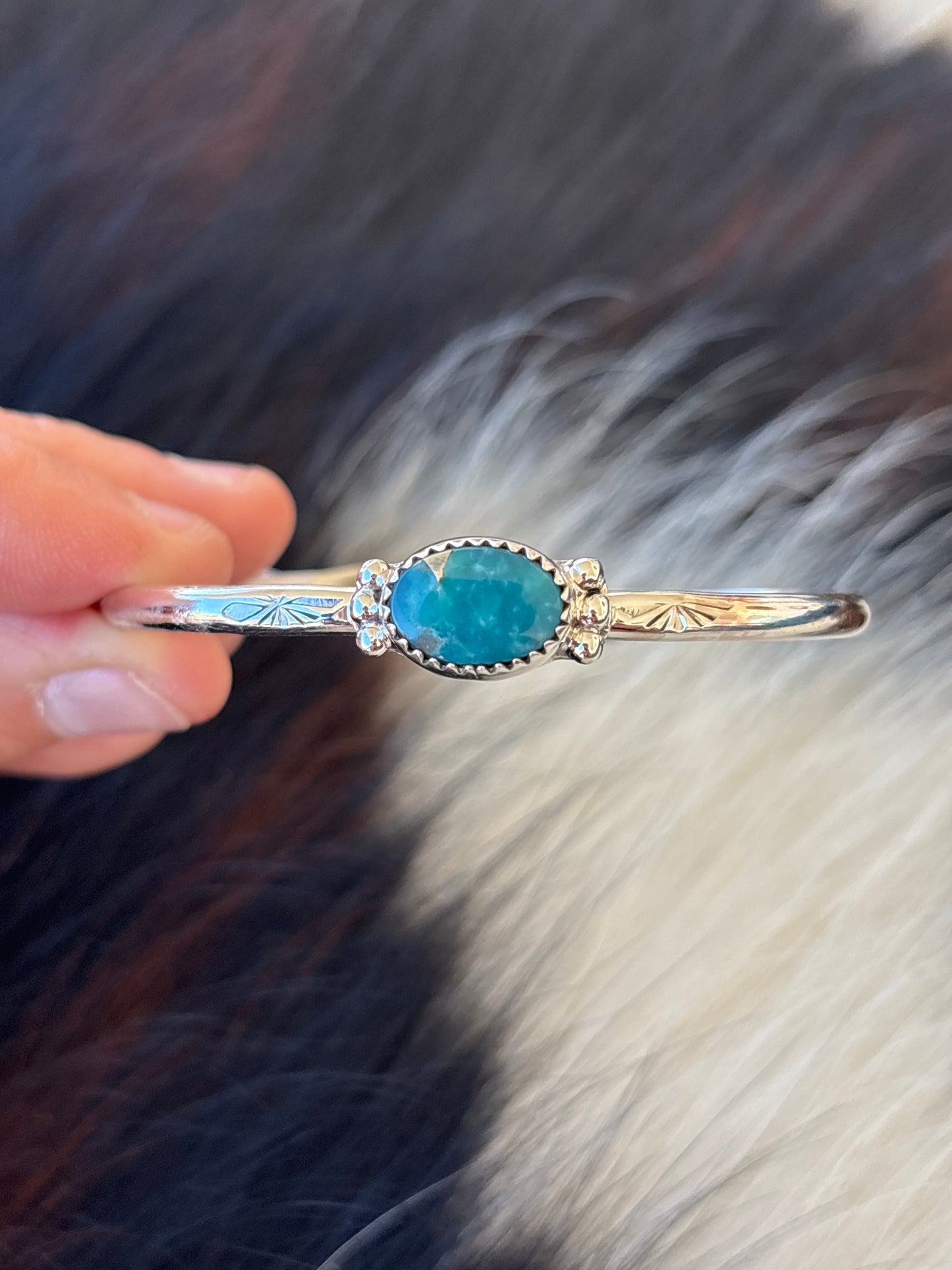 Native American, Handmade, Turquoise & Sterling Silver Cuff