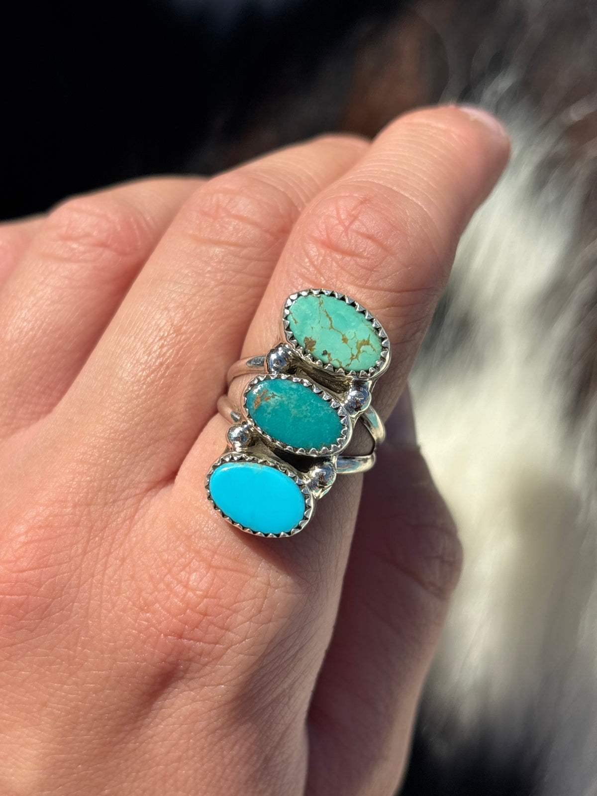 Native American, Hand-Made, Turquoise & Sterling Silver Ring