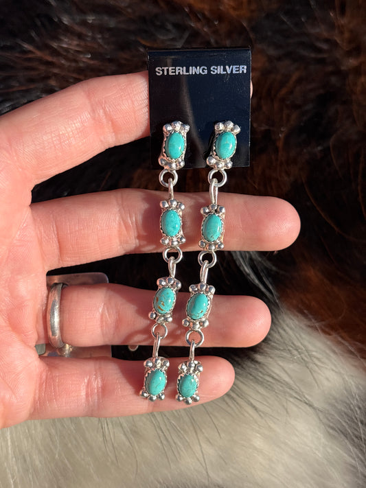 Native Made, Turquoise & Sterling Silver Earrings