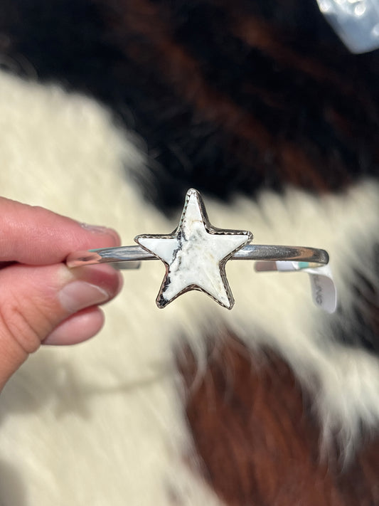Native American, Handmade, White Buffalo & Sterling Silver Cuff