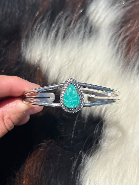 Native American, Handmade, Turquoise & Sterling Silver Cuff