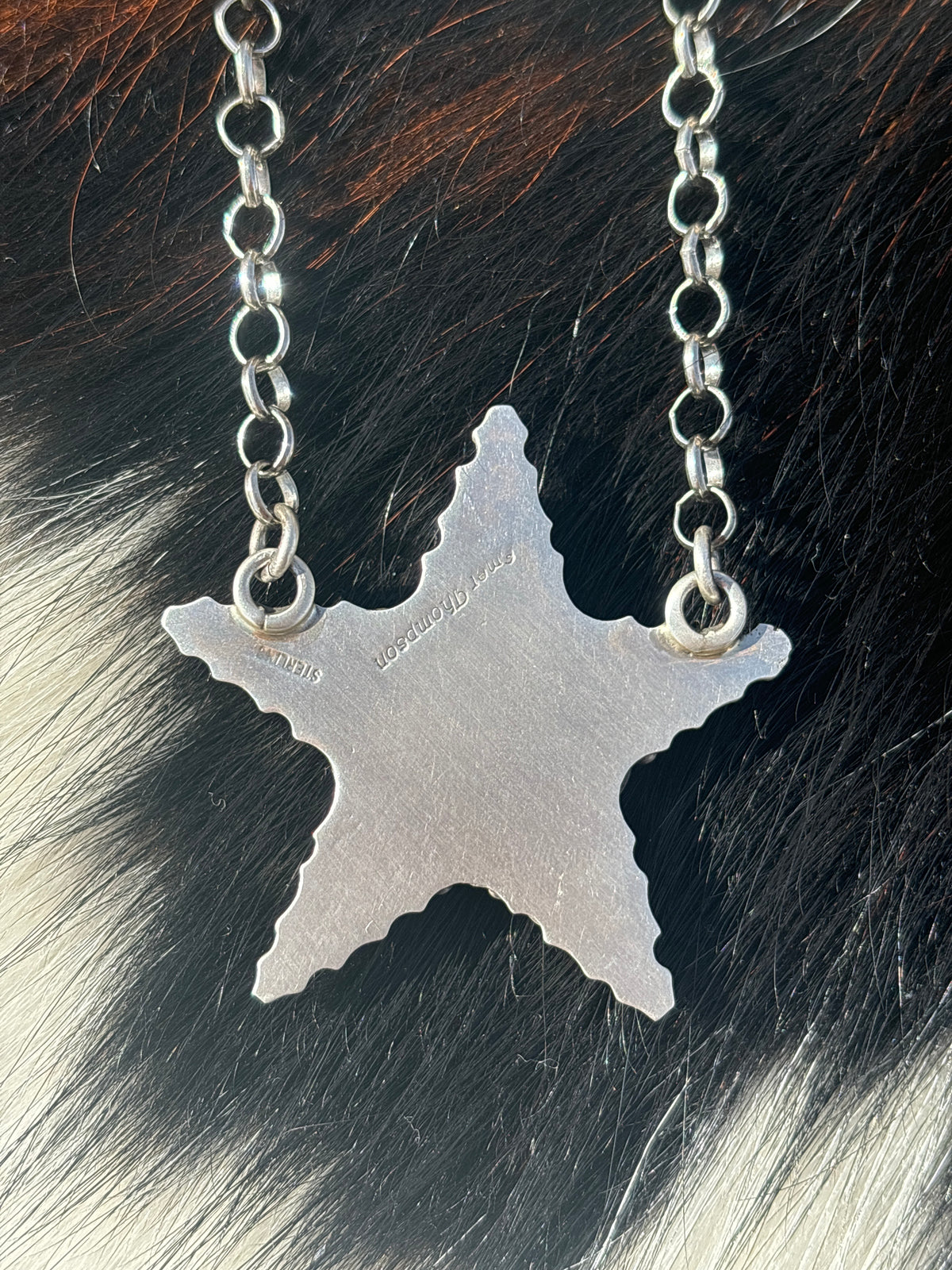 Native American, Hand-Made, Golden Hills & Sterling Silver Star Necklace