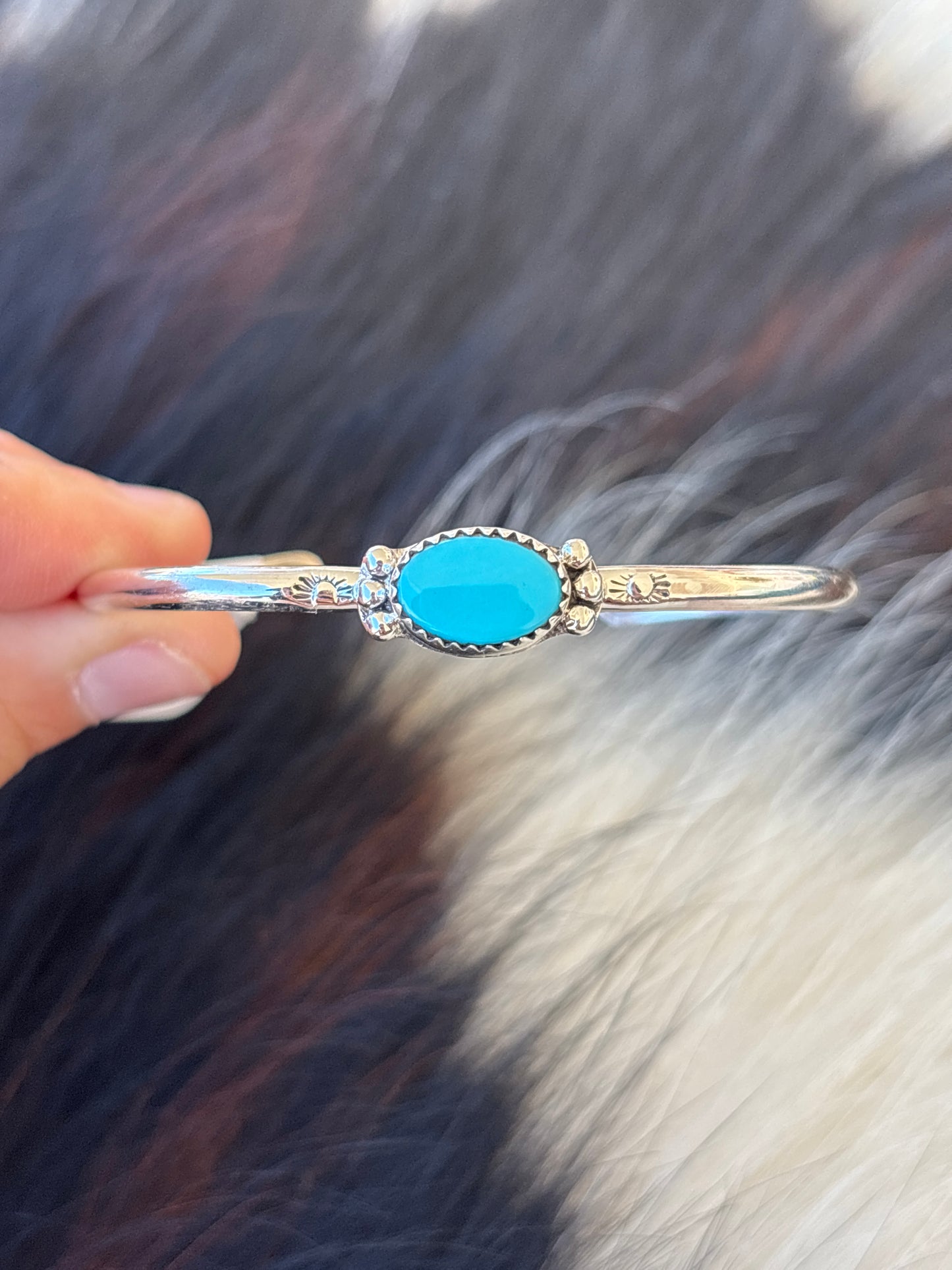 Native American, Handmade, Turquoise & Sterling Silver Cuff