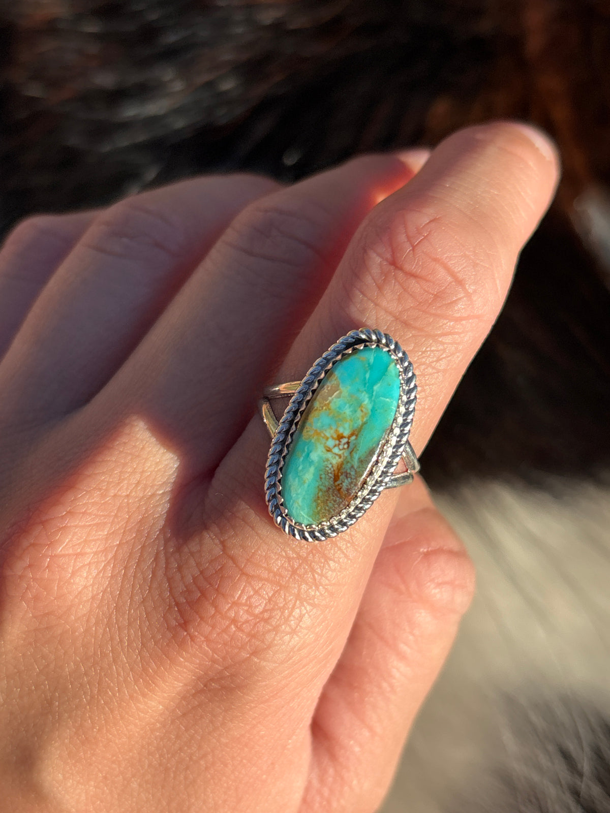 Native American, Hand-Made, Turquoise & Sterling Silver Ring
