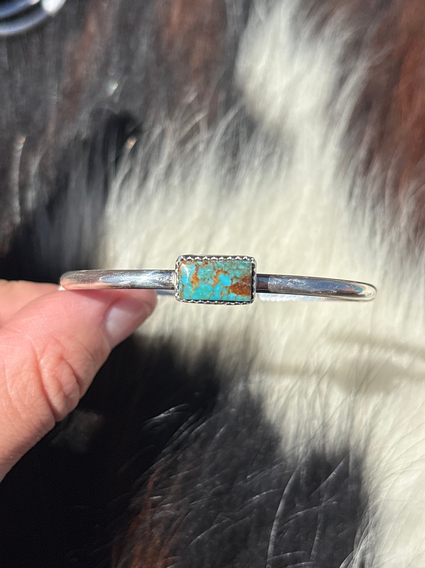 Native American, Handmade, Turquoise & Sterling Silver Cuff