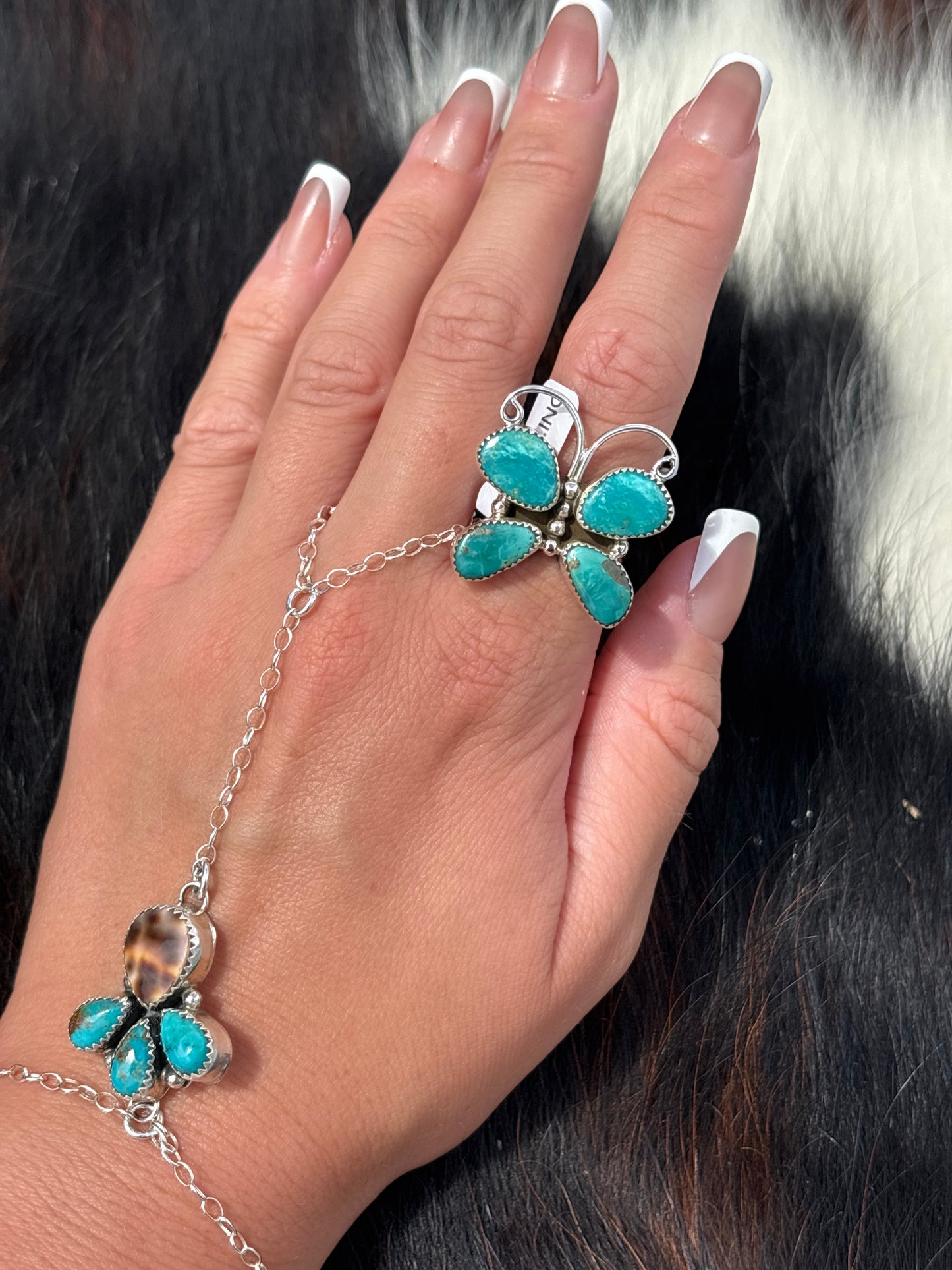 Native American, Hand-Made, Turquoise & Sterling Silver Butterfly Ring