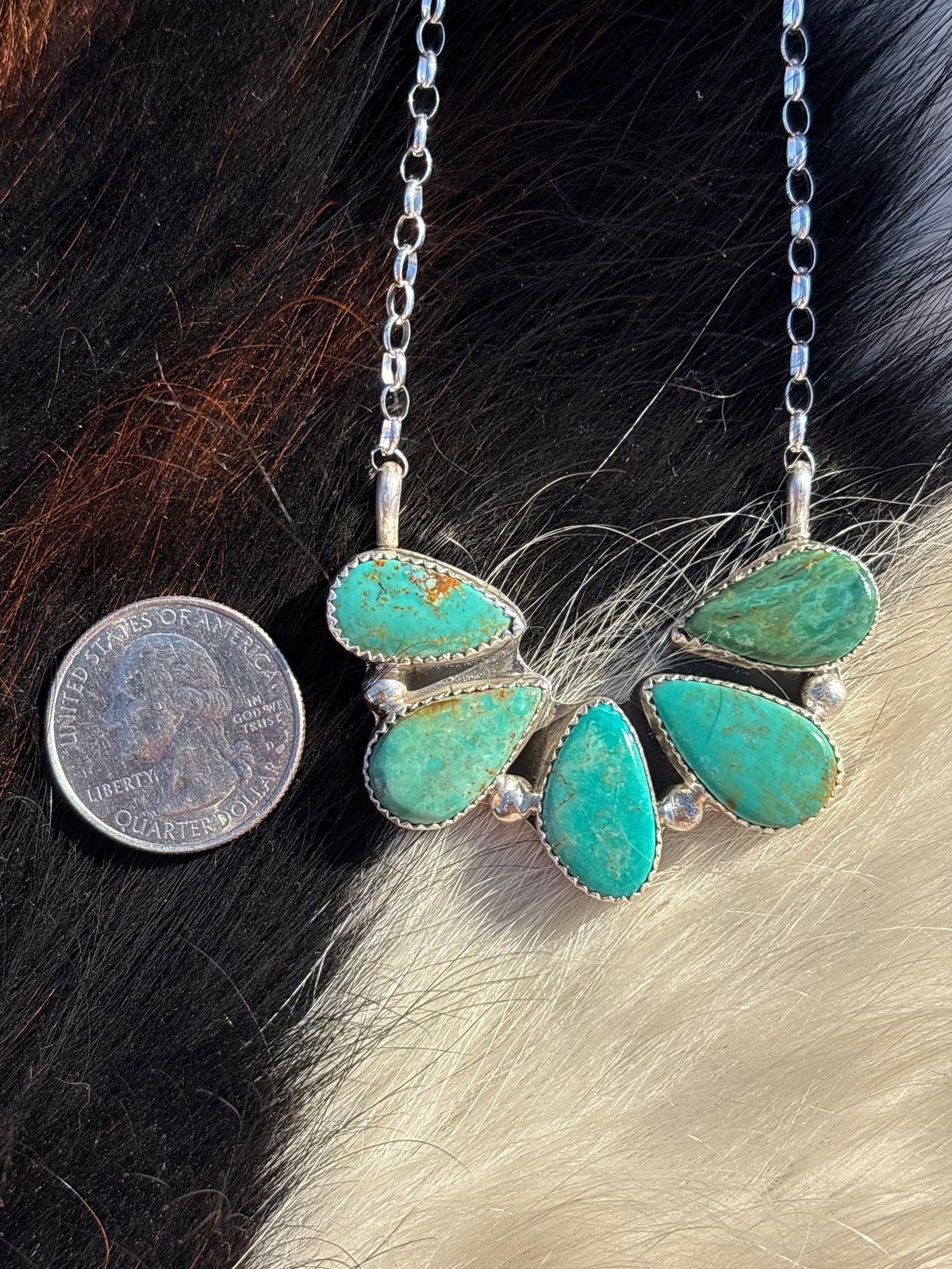 Native American, Hand-Made, Turquoise & Sterling Silver Necklace