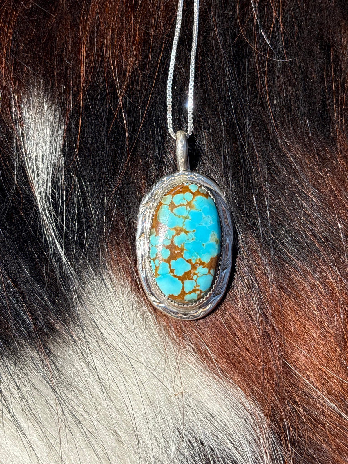 Native American, Hand-Made, #8 Turquoise & Sterling Silver Necklace