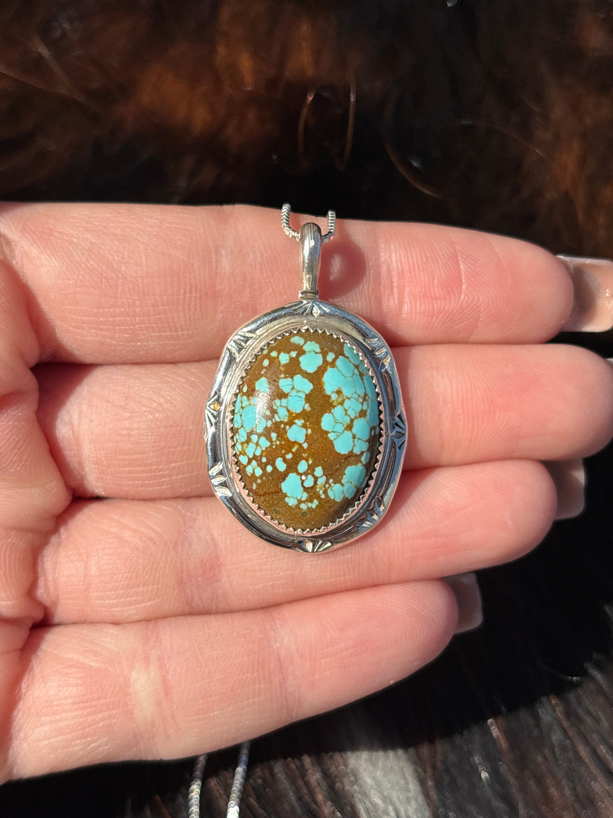 Native American, Hand-Made, #8 Turquoise & Sterling Silver Necklace
