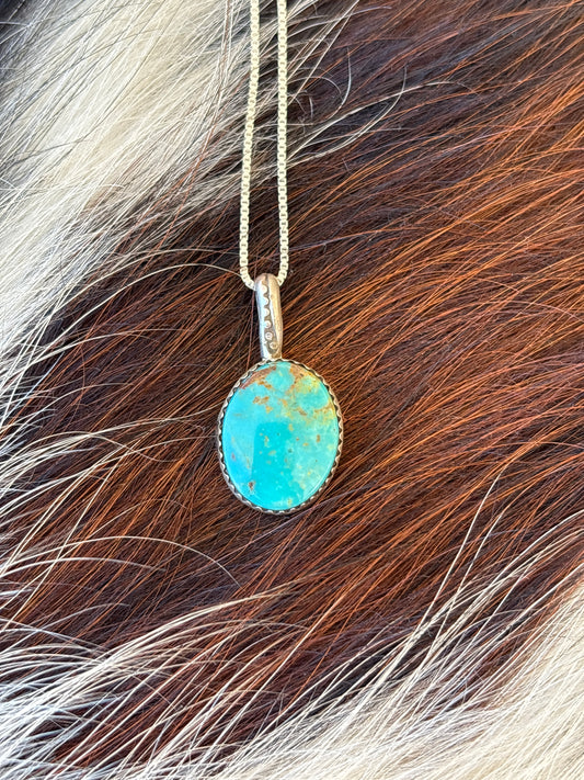 Native American, Hand-Made, Turquoise & Sterling Silver Necklace