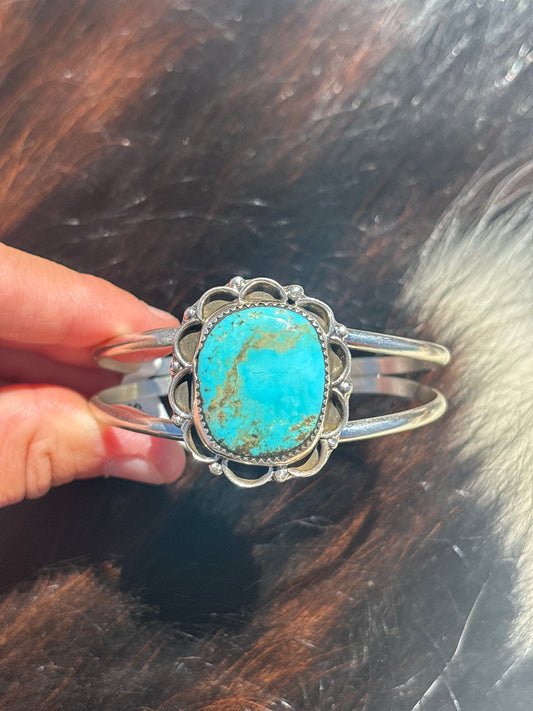Native American, Handmade, Turquoise & Sterling Silver Cuff