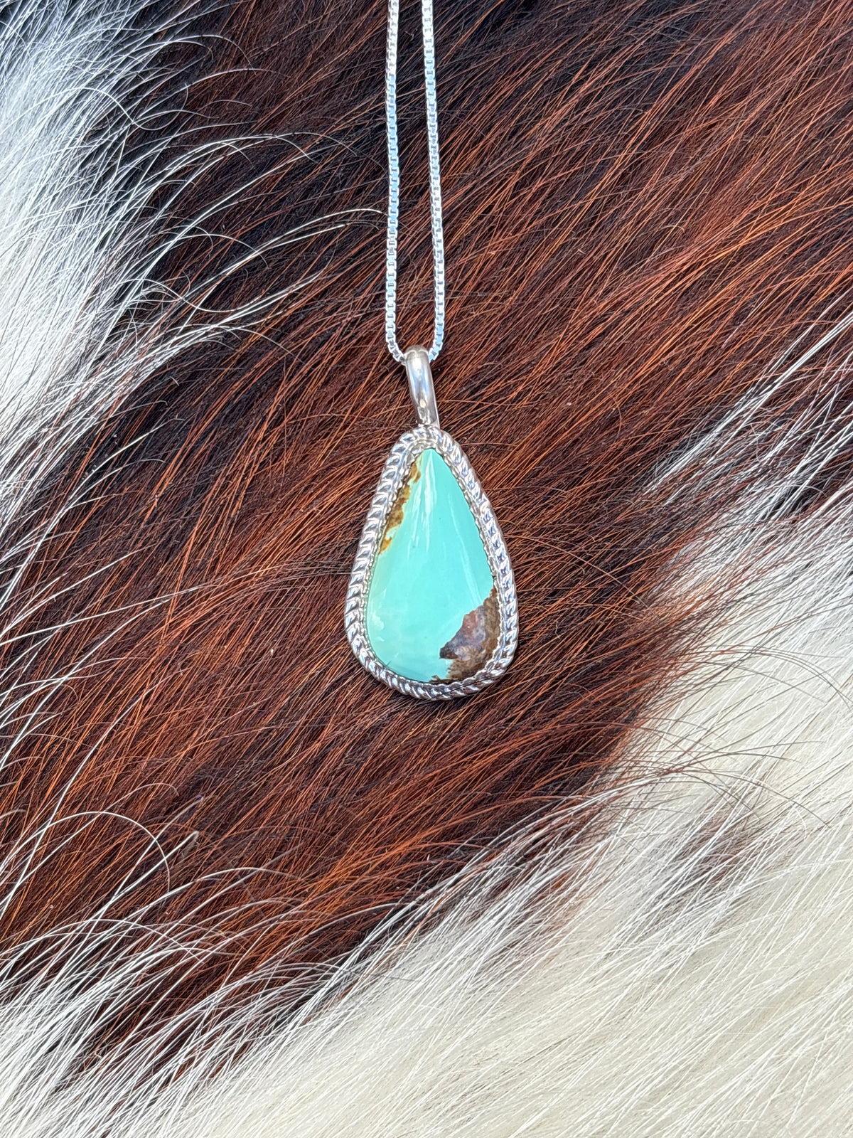 Native American, Hand-Made, Turquoise & Sterling Silver Necklace