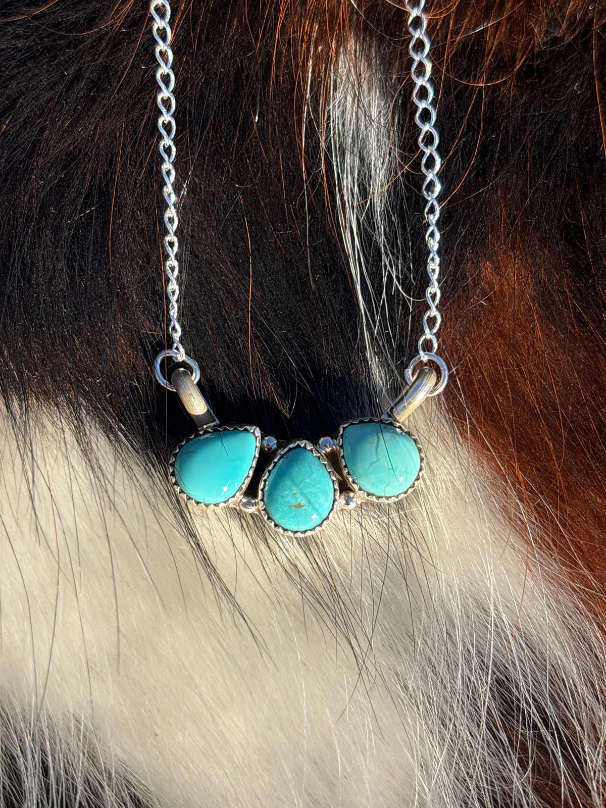 Native American, Hand-Made, Turquoise & Sterling Silver Necklace