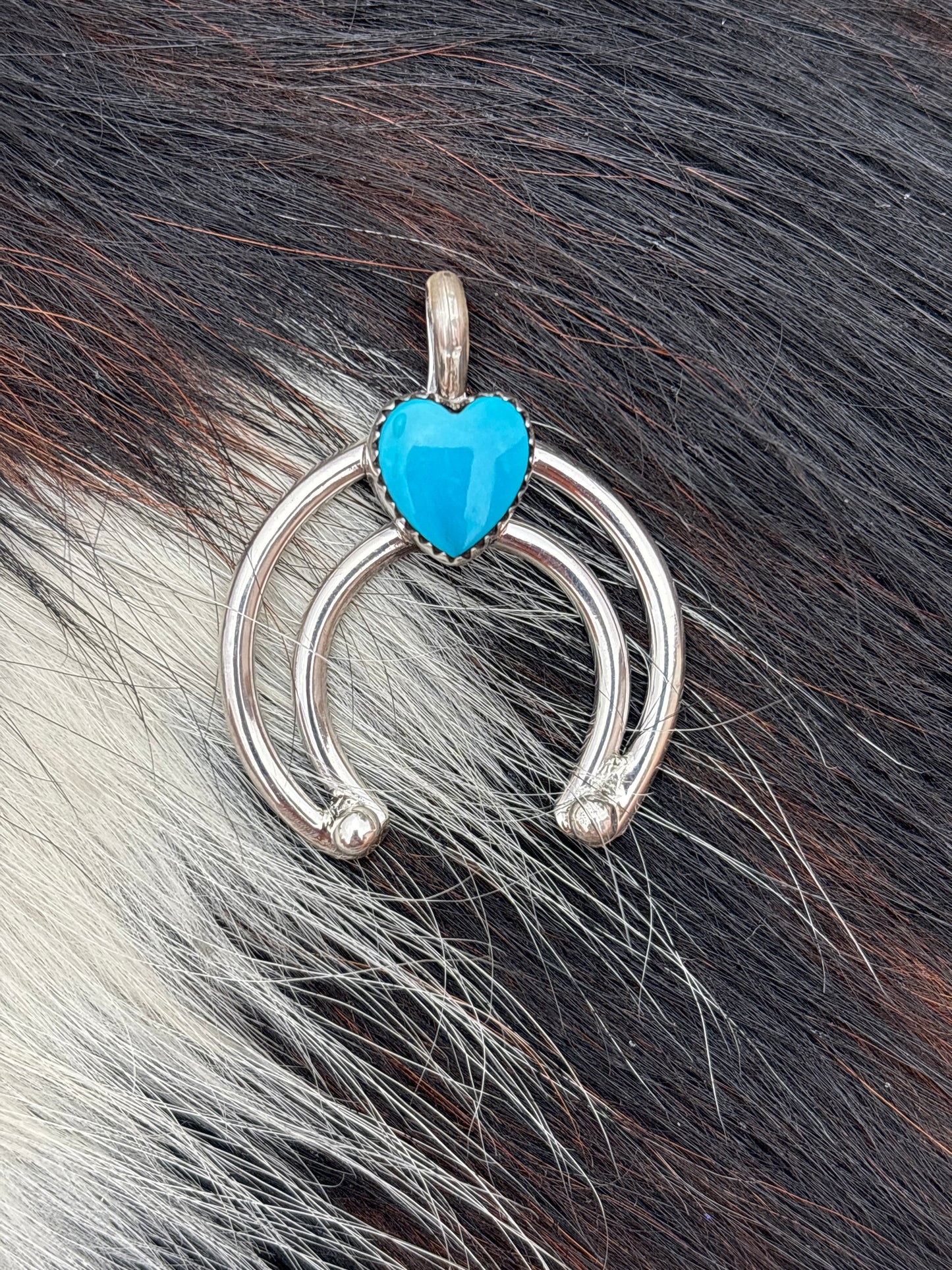 Native American, Hand-Made, Turquoise & Sterling Silver Naja Pendant