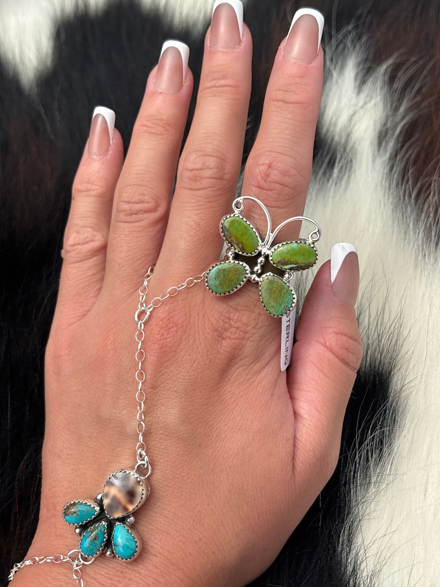 Native American, Hand-Made, Turquoise & Sterling Silver Butterfly Ring