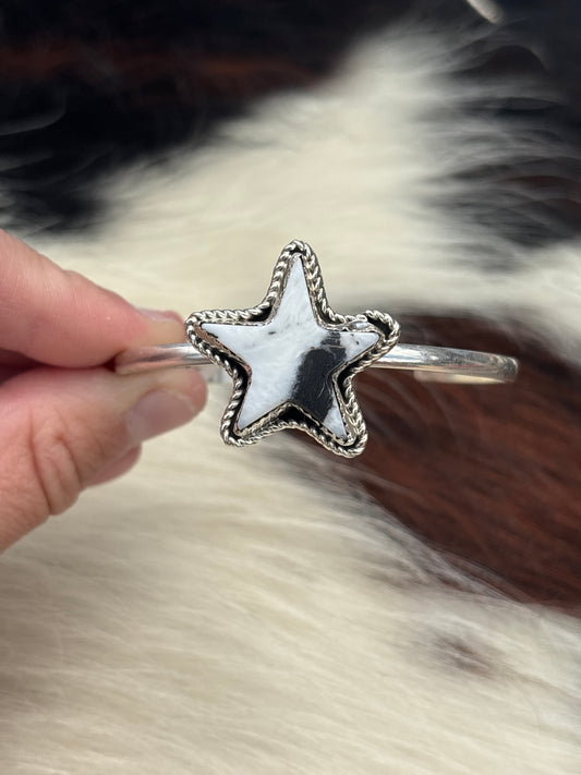 Native American, Handmade, White Buffalo & Sterling Silver Cuff