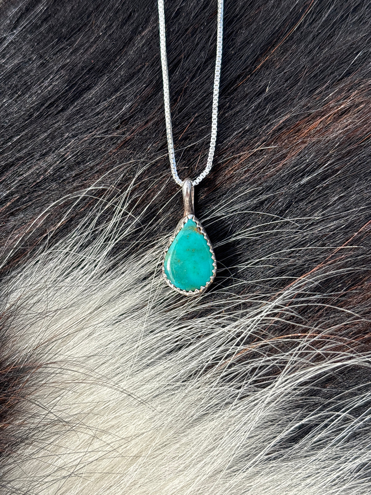 Native American, Hand-Made, Turquoise & Sterling Silver Necklace #1