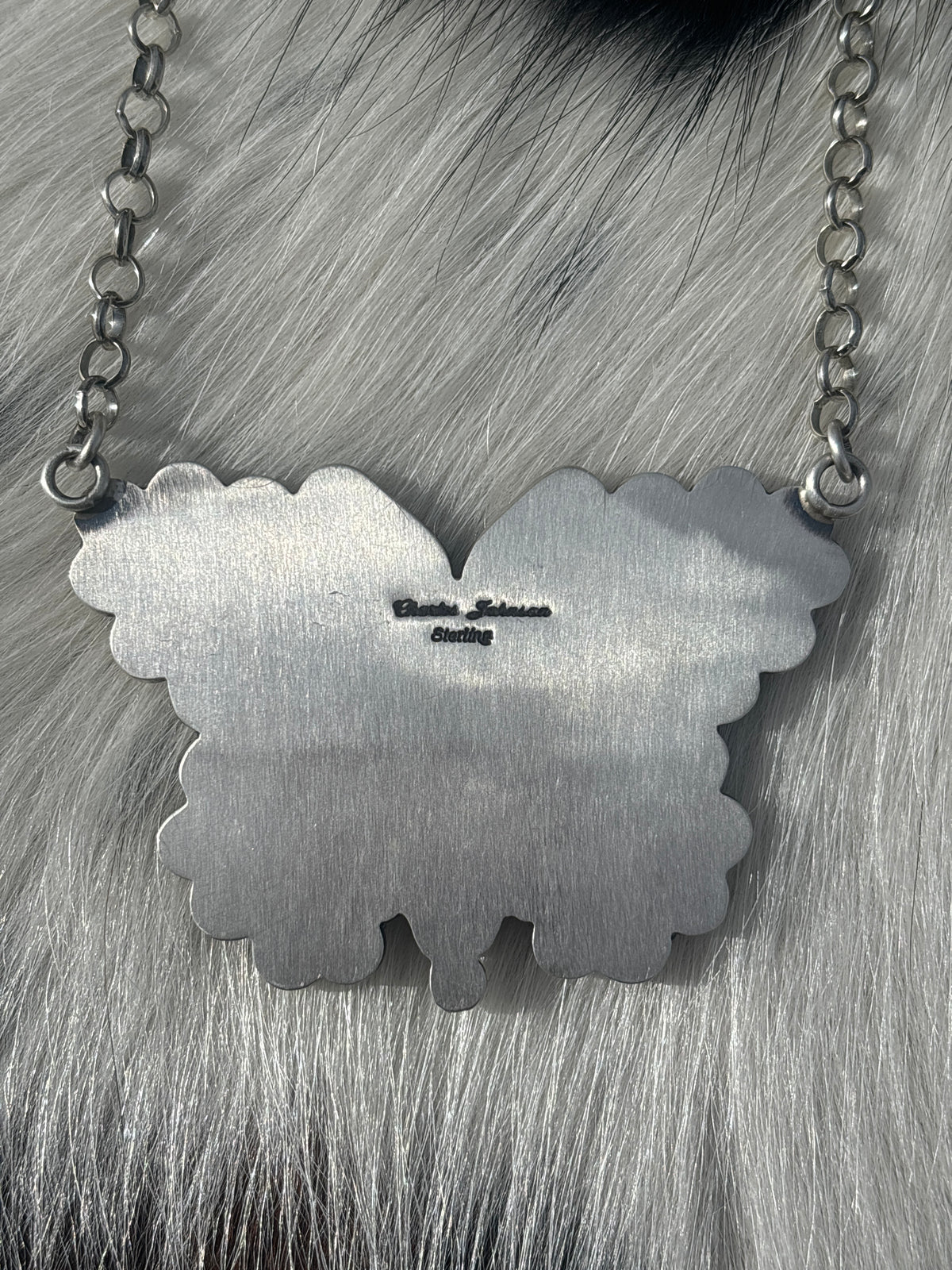Native American, Hand-Made, Spiny Oyster & Sterling Silver Butterfly Necklace