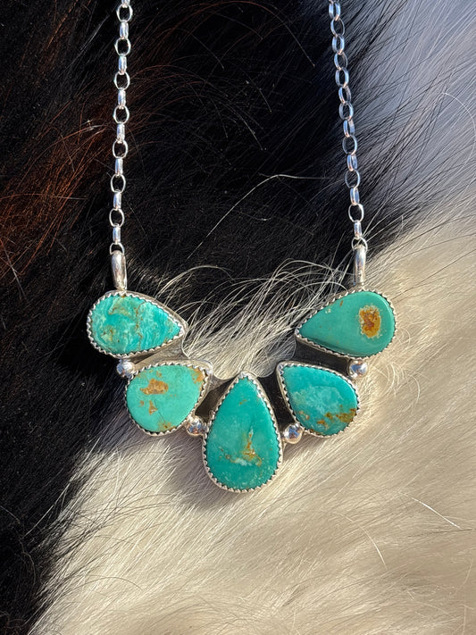 Native American, Hand-Made, Turquoise & Sterling Silver Necklace