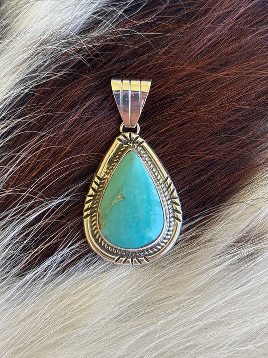 Native American, Hand-Made, Turquoise & Sterling Silver Naja Pendant