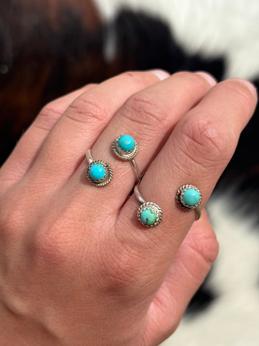 Native American, Hand-Made, Turquoise & Sterling Silver Adjustable Ring