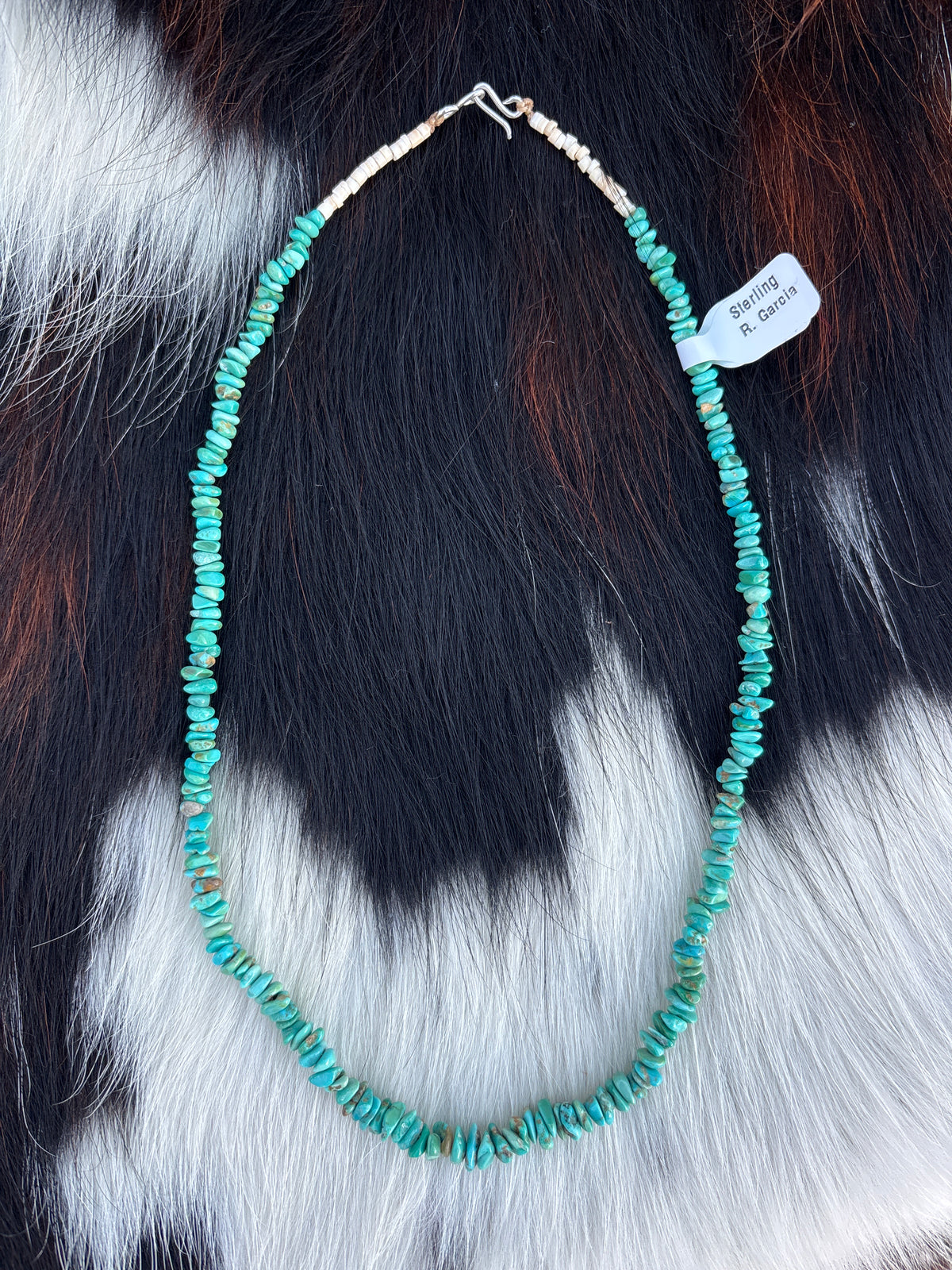 Native American, Hand-Made, Kingman Turquoise & Sterling Silver Necklace