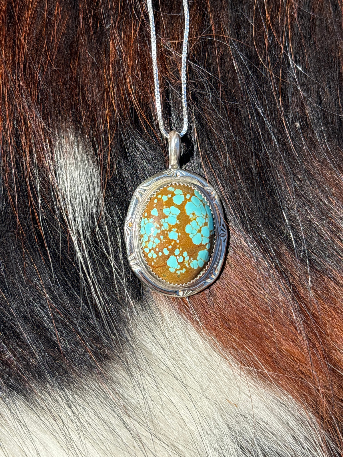 Native American, Hand-Made, #8 Turquoise & Sterling Silver Necklace