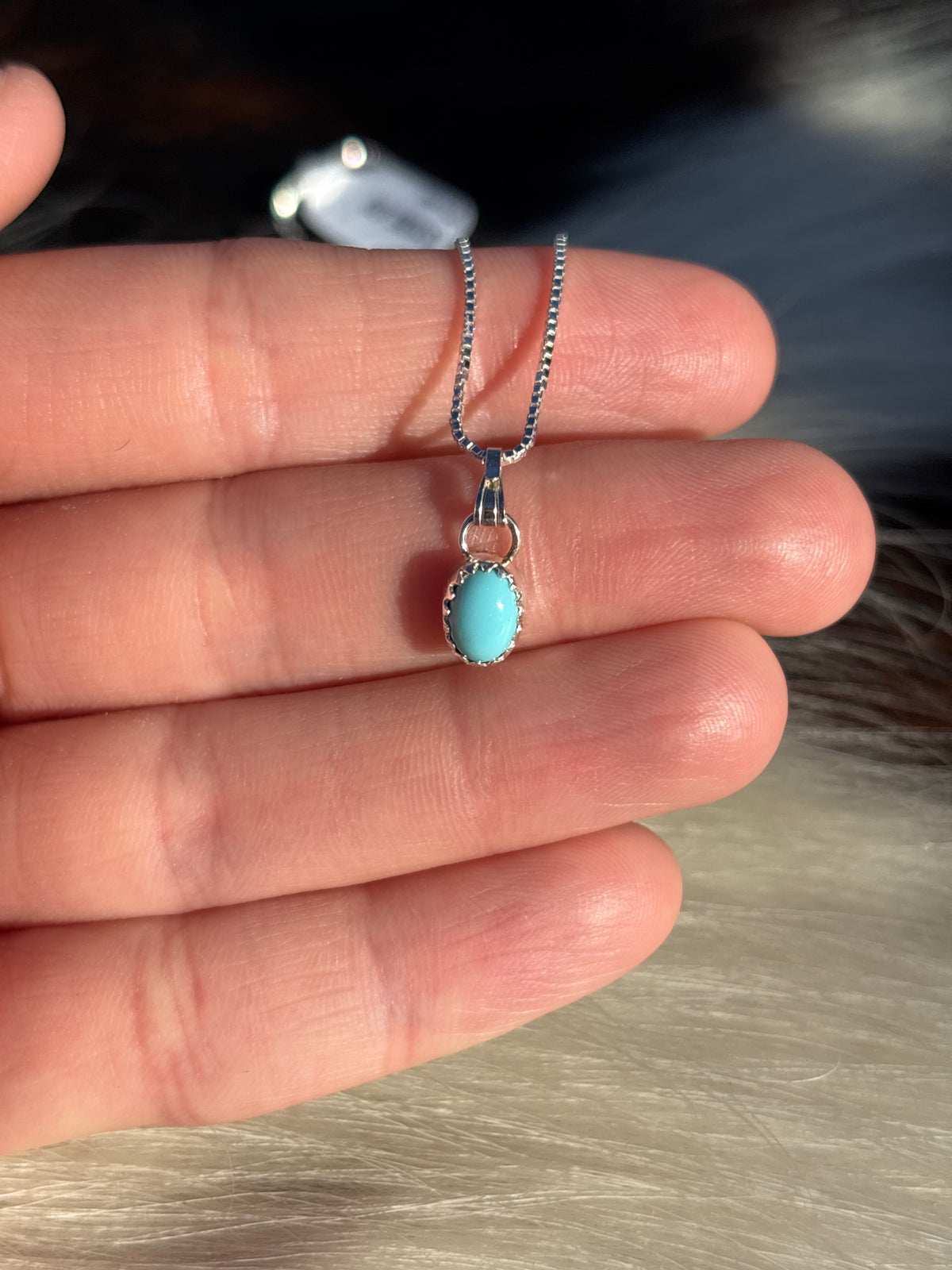 Native American, Hand-Made, Turquoise & Sterling Silver Necklace #1