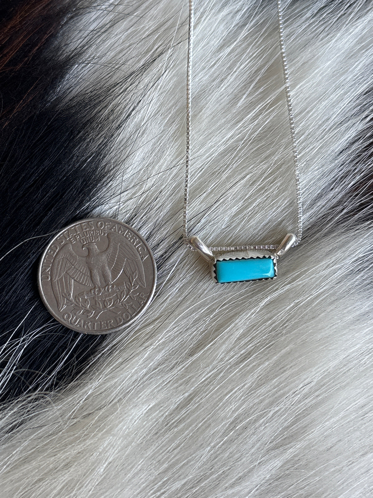 Native American, Hand-Made, Turquoise & Sterling Silver Bar Necklace