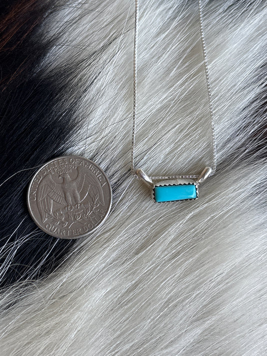 Native American, Hand-Made, Turquoise & Sterling Silver Bar Necklace