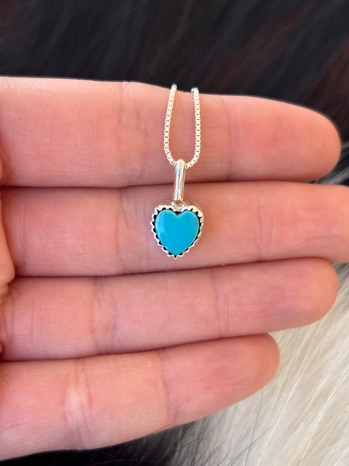 Native American, Hand-Made, Turquoise & Sterling Silver Necklace