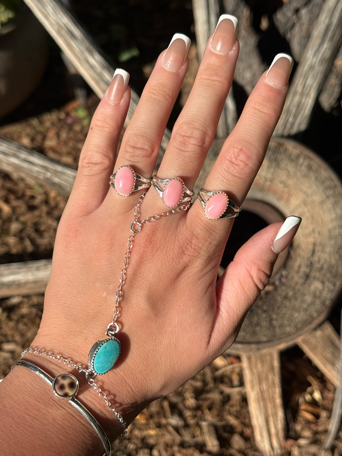 Native American, Hand-Made, Pink Conch & Sterling Silver Ring
