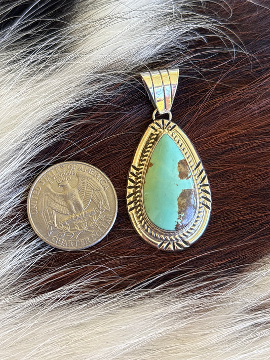 Native American, Hand-Made, Turquoise & Sterling Silver Pendant
