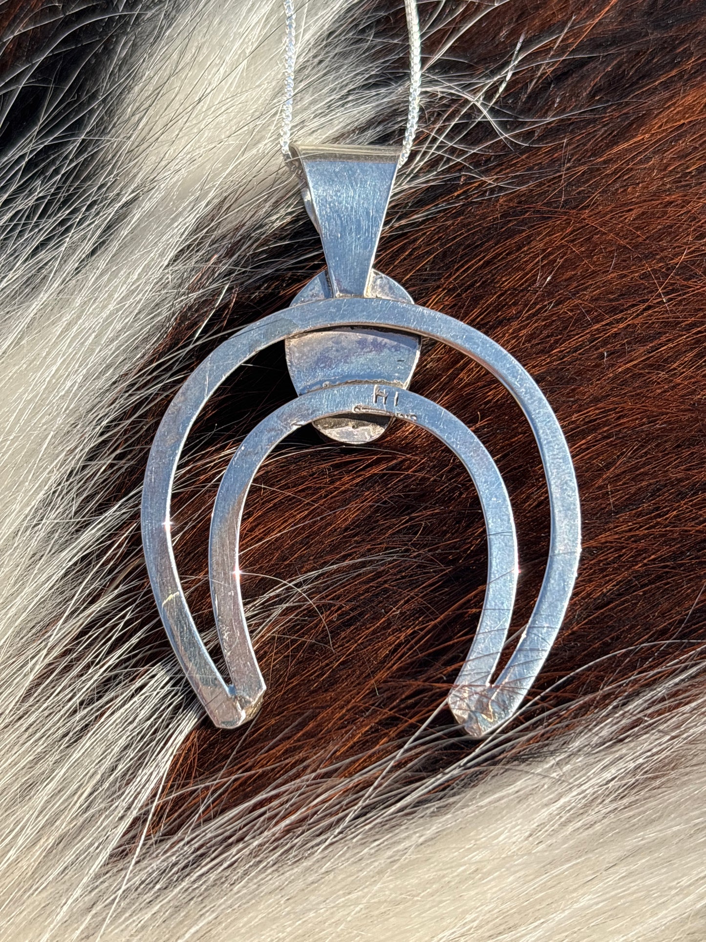 Native American, Hand-Made, Golden Hills Turquoise & Sterling Silver Naja Necklace
