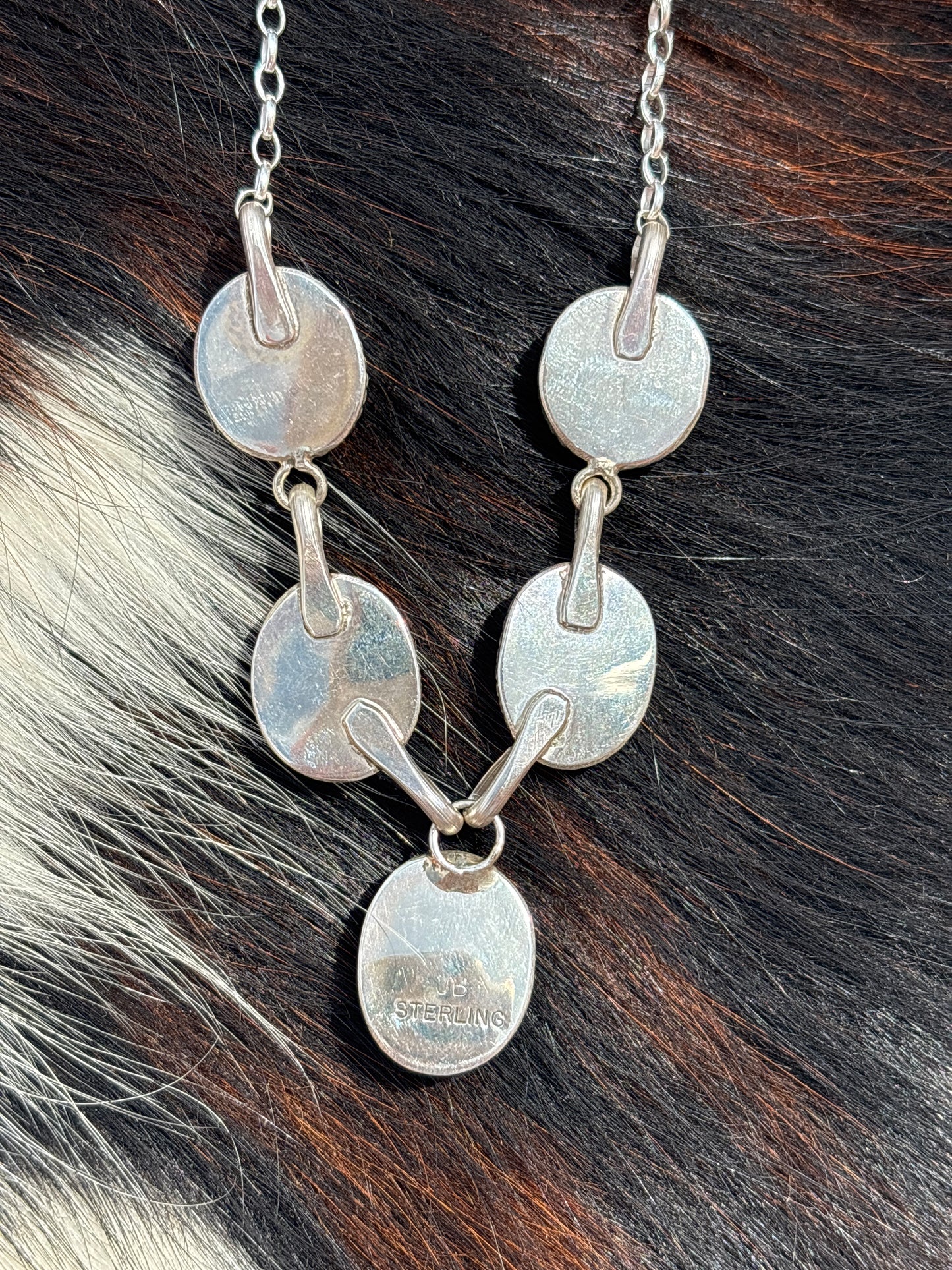 Native American, Hand-Made, Golden Hills Turquoise & Sterling Silver Lariat Necklace