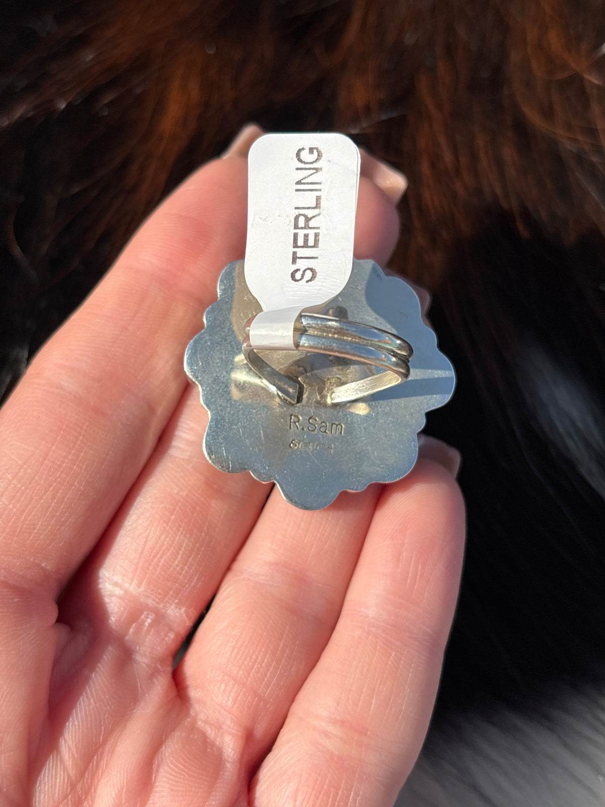 Native American, Hand-Made, Turquoise & Sterling Silver Cluster Ring