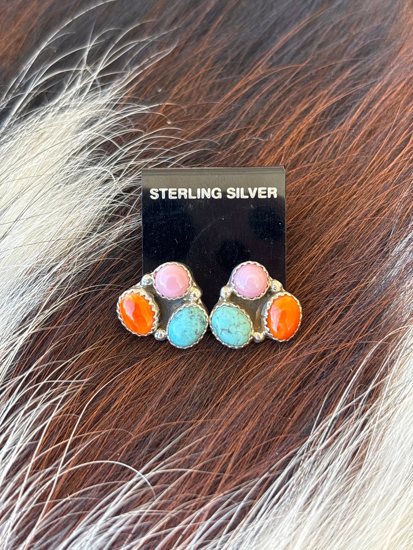 Native Made, Multi-stone & Sterling Silver Earrings