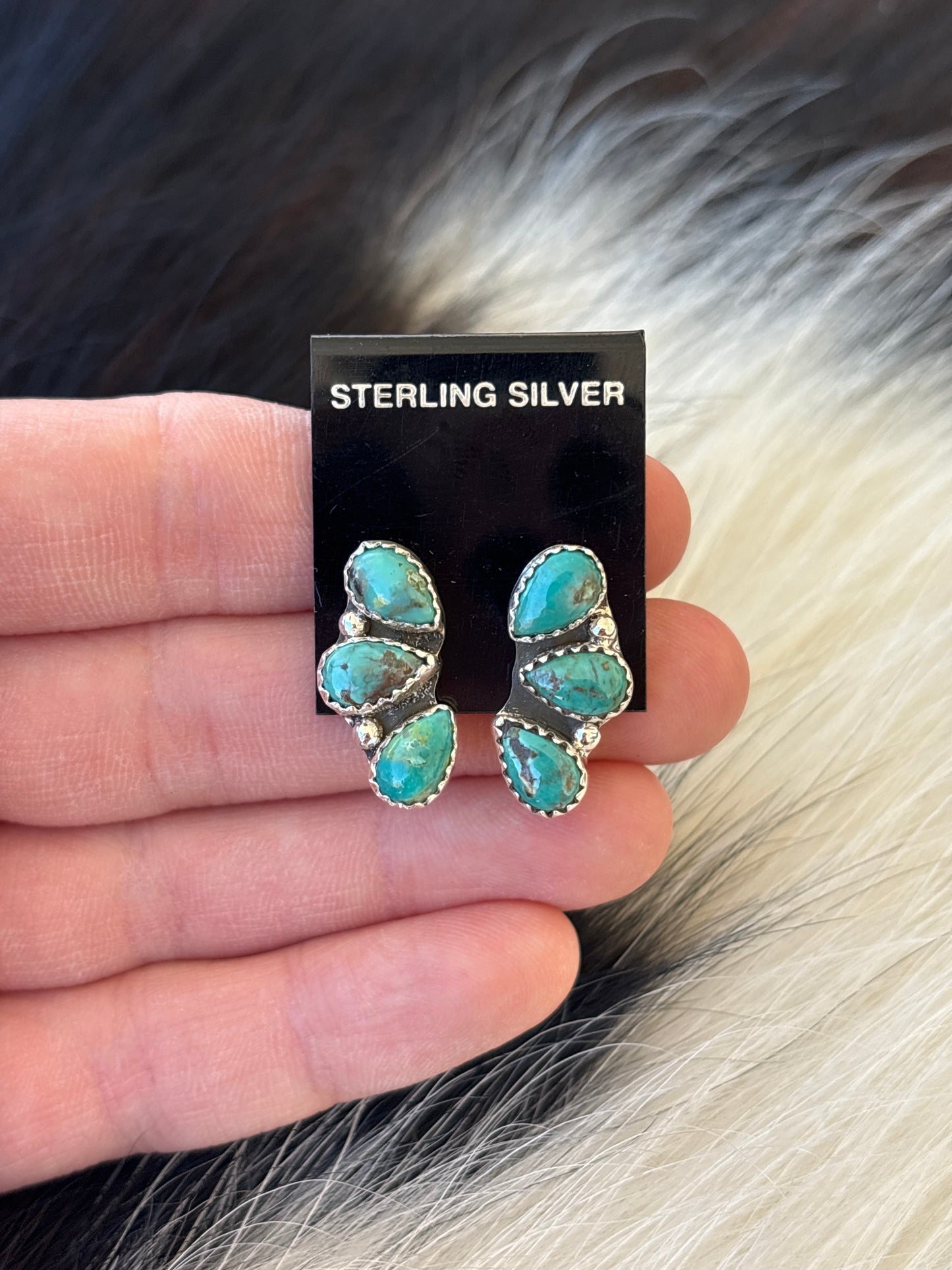 Native Made, Turquoise & Sterling Silver Earrings