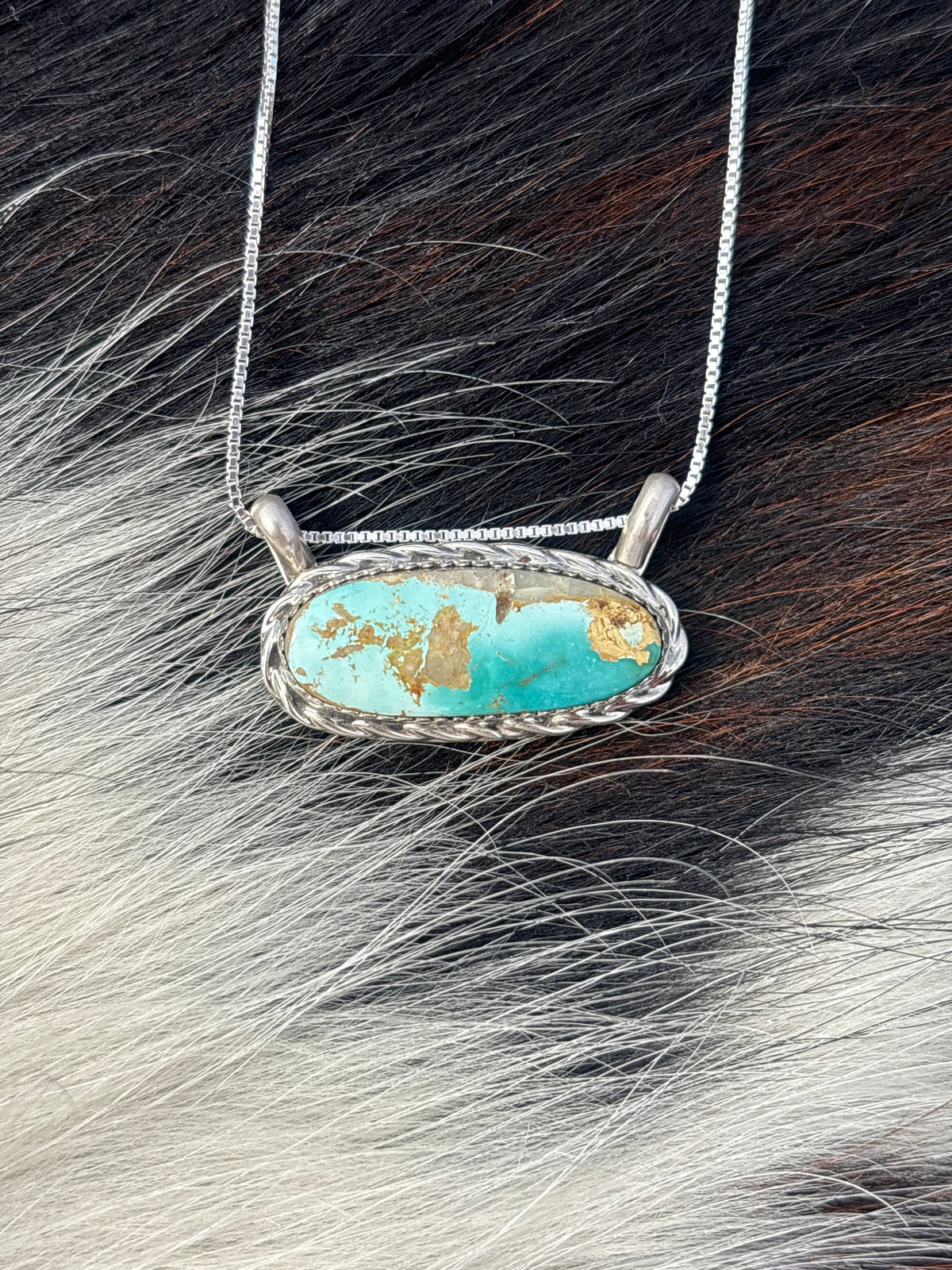 Native American, Hand-Made, Turquoise & Sterling Silver Necklace