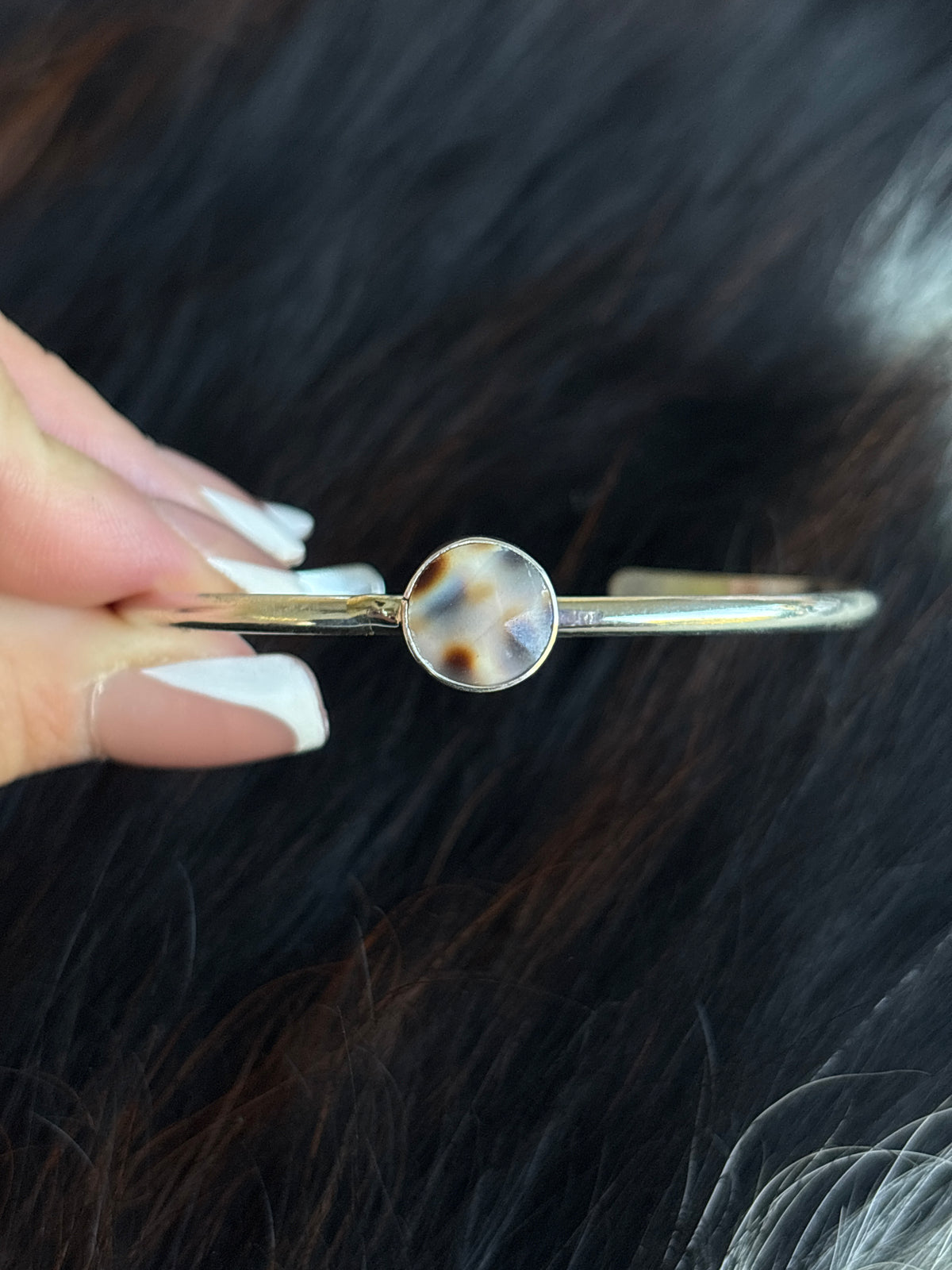 Native American, Handmade, Cowrie & Sterling Silver Cuff #5