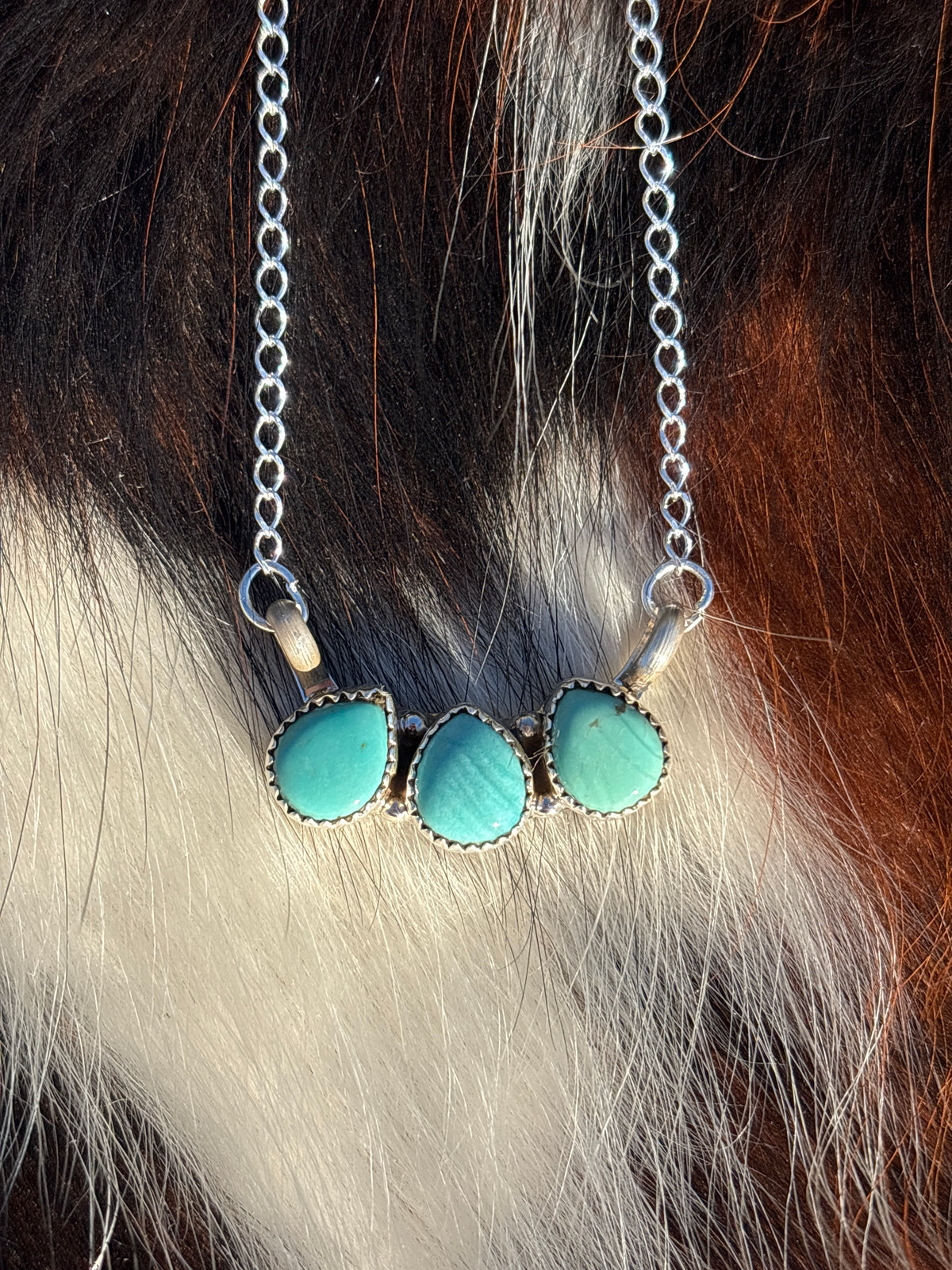 Native American, Hand-Made, Turquoise & Sterling Silver Necklace
