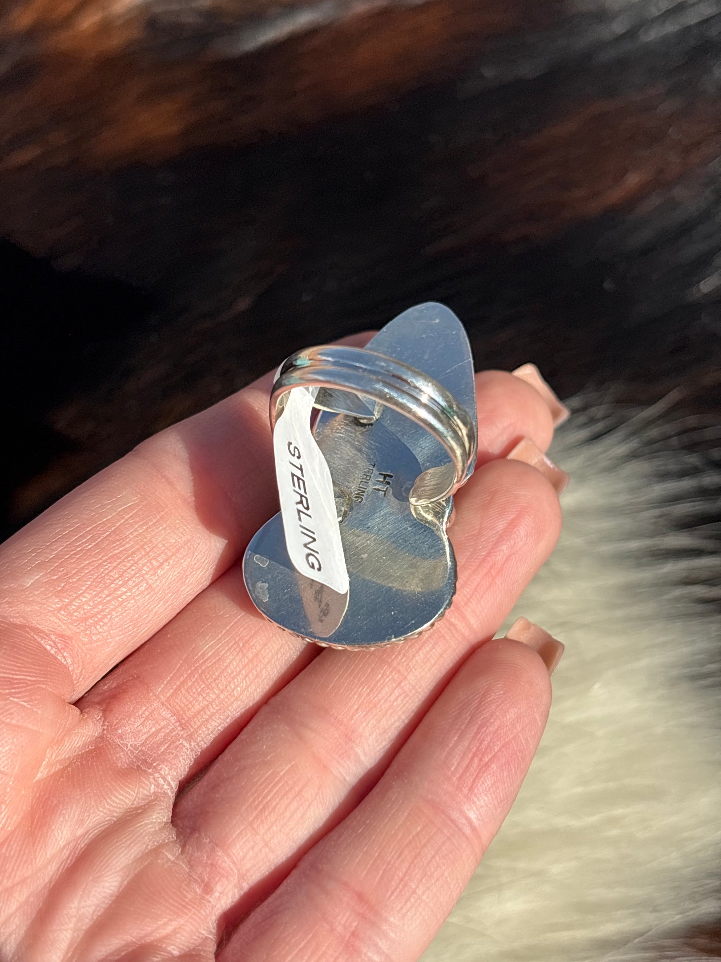 Native American, Hand-Made, Turquoise, Zebra Jasper & Sterling Silver Ring