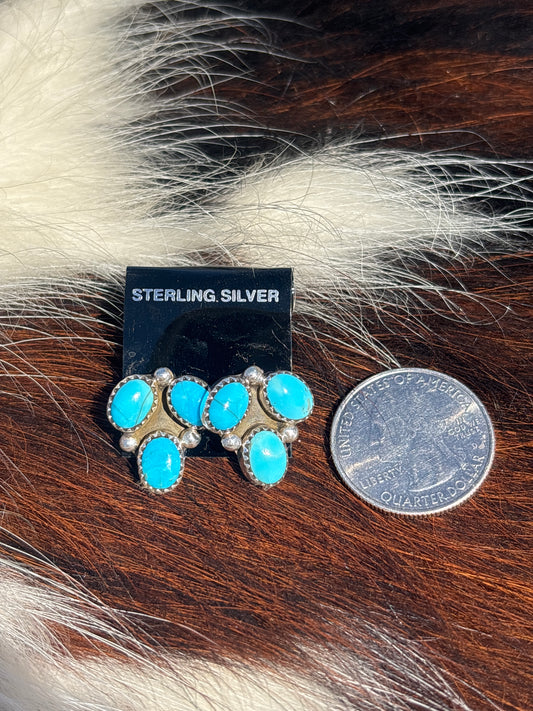 Native Made, Turquoise & Sterling Silver Earrings