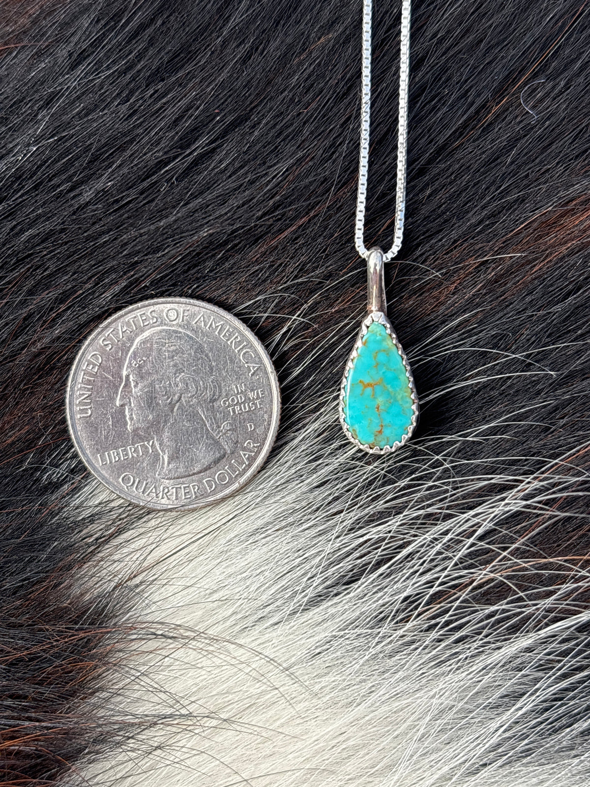 Native American, Hand-Made, Turquoise & Sterling Silver Necklace #3
