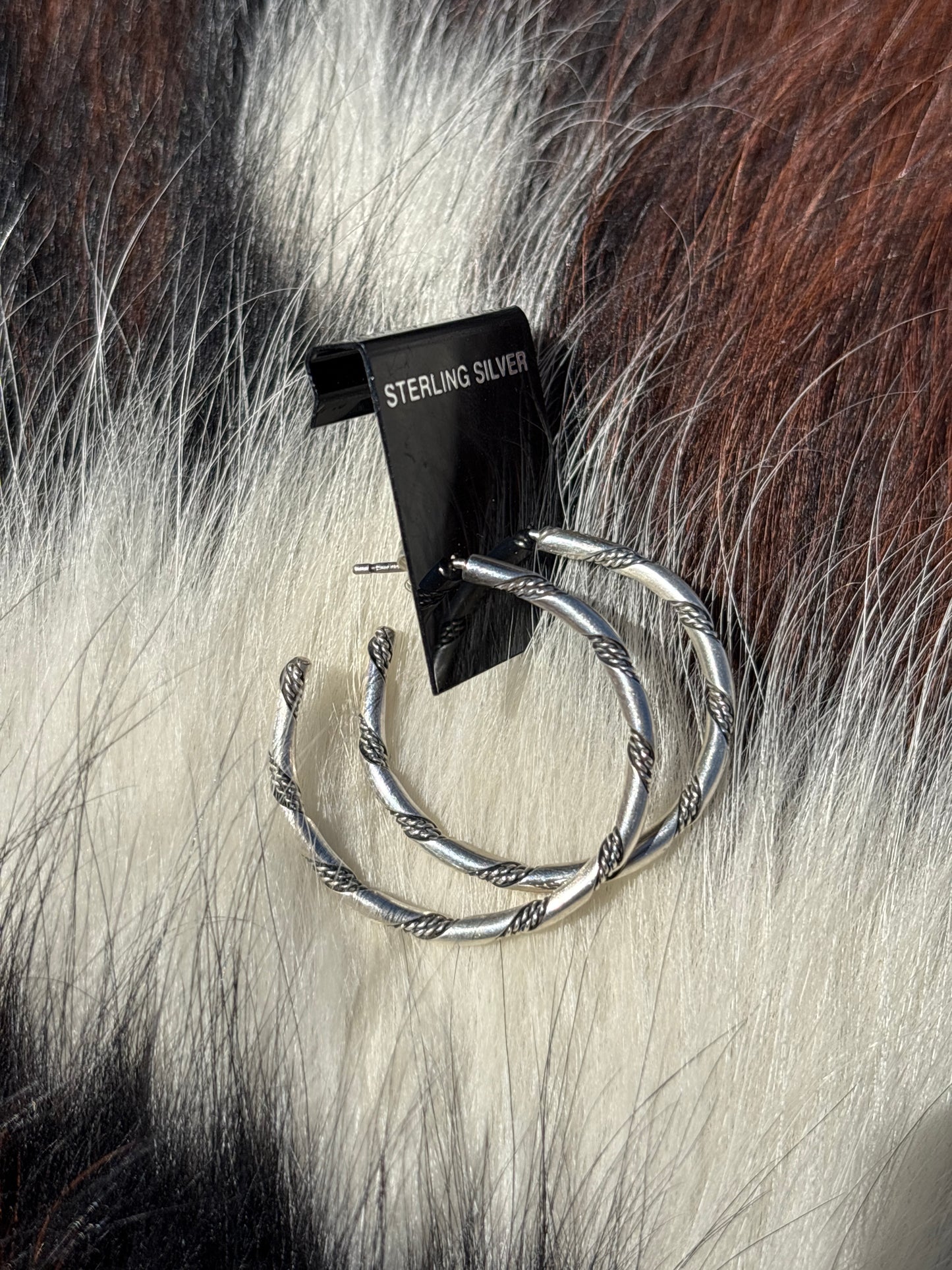 Native American, Hand-Made, Sterling Silver Hoops
