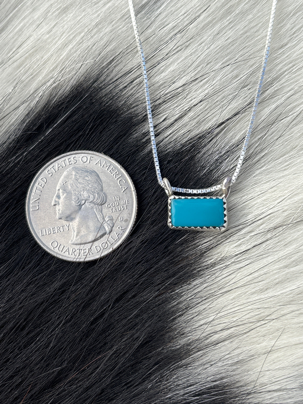 Native American, Hand-Made, Turquoise & Sterling Silver Bar Necklace